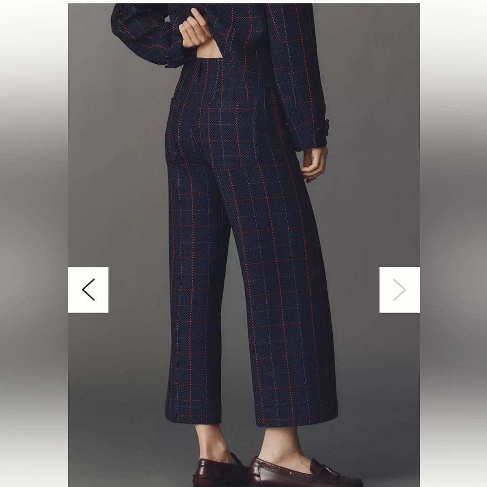 Anthropologie The Merrick White Colette Crop Knit Trousers by Maeve 24  Navy NWT - Picture 3 of 7